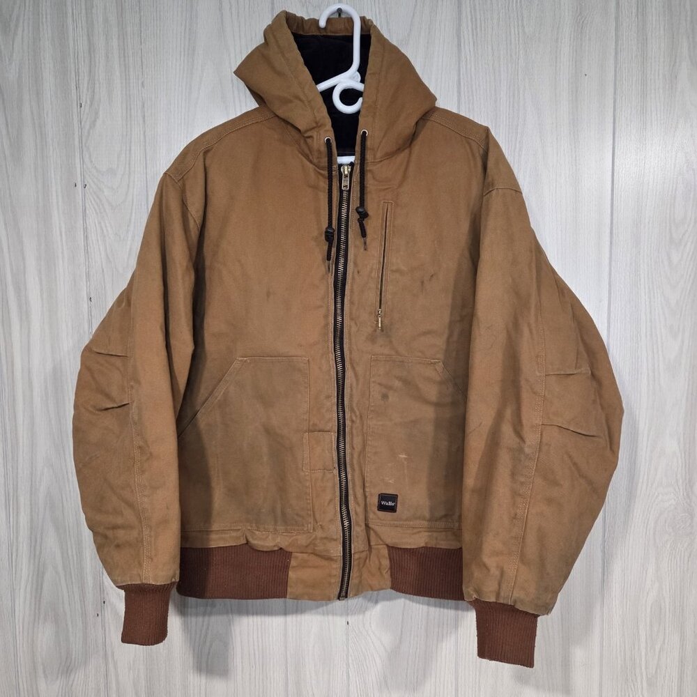 Walls Jacket XL R Black Lined Canvas Work Coat Distressed Preowned Fair